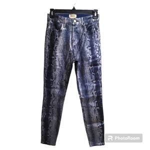 L'agence Blue And Silver Snake Print Neptune Foil Margot High Rise Skinny Pants